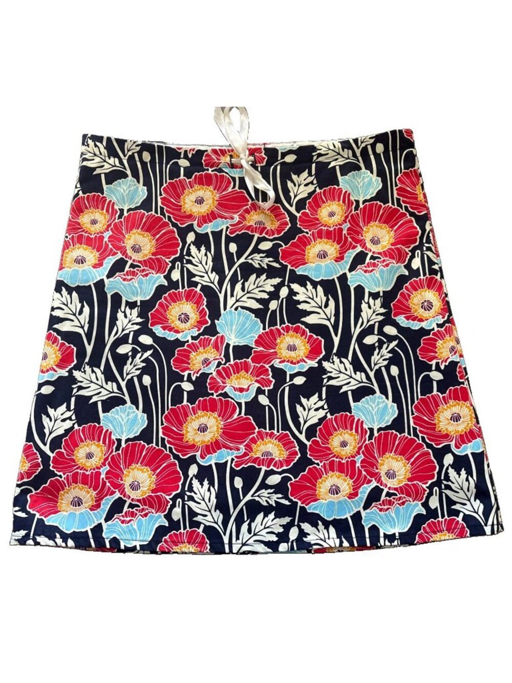 Marge Belle Poppy Design Pencil Skirt Sz M  Floral Summer 100% Cotton Lined